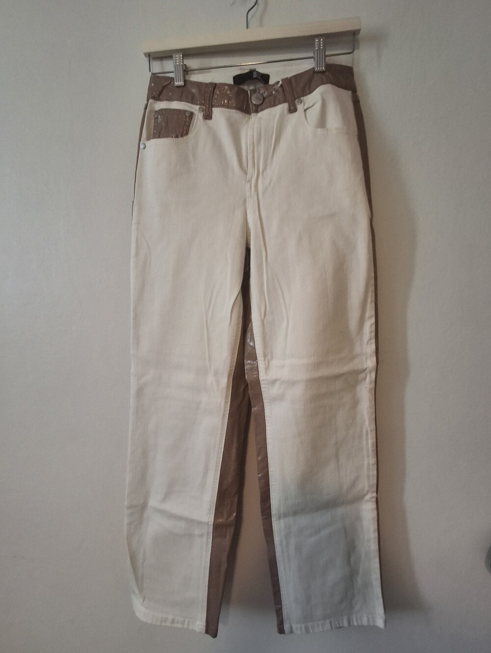 Two-Tone Cream and Brown Women’s Jeans